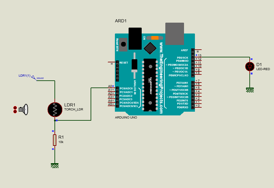 مدار فتوسل LDR با آردوینو در نرم افزار پروتئوس Proteus - دیجی اسپارک