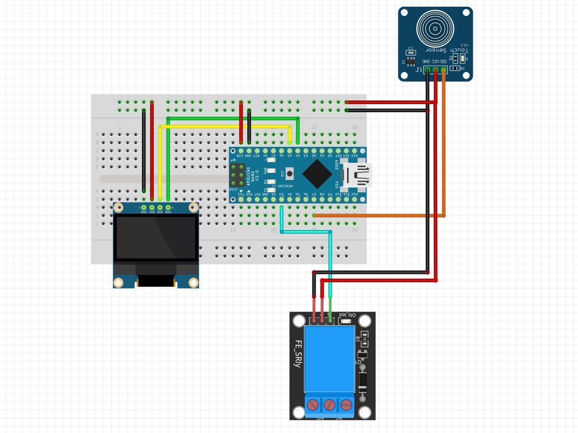 شماتیک پروژه کنترل وسایل برقی با ماژول تاچ و نمایشگر Oled آردوینو Arduino - دیجی اسپارک