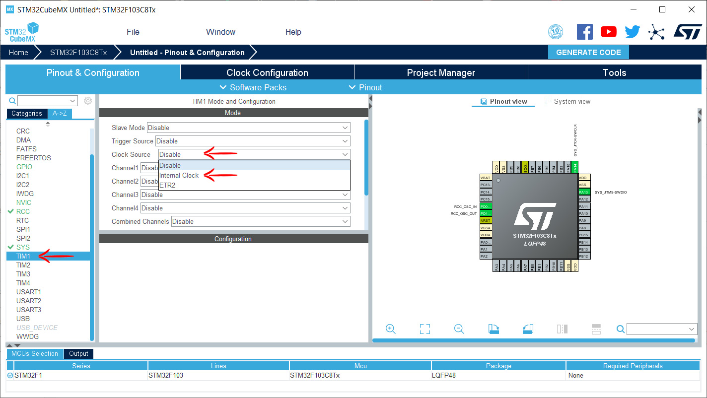 تنظیمات بخش تایمر در نرم افزار STM32CubeMX - دیجی اسپارک