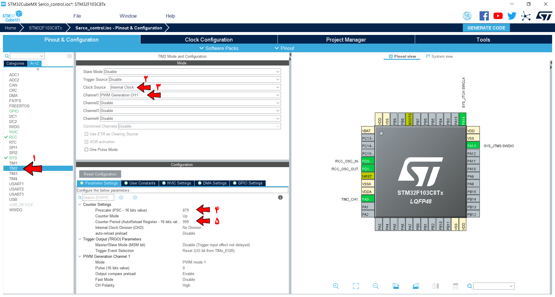آموزش راه اندازی سرو با STM32 در نرم افزار STM32Cube - دیجی اسپارک
