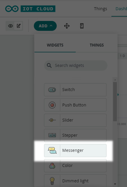 تنظیمات ویجت messenger در پلتفرم arduino cloud - دیجی اسپارک