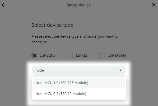 انتخاب مد کاری ESP8266 در پلتفرم Arduino Cloud - دیجی اسپارک